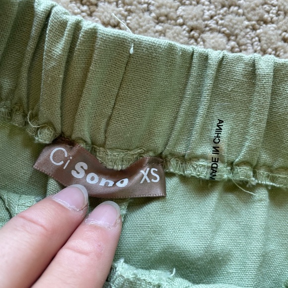 Green wide leg linen pants - Picture 4 of 10